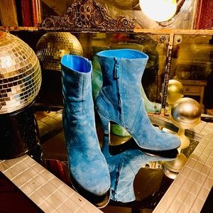 Baby blue faux suede booties